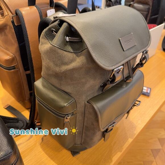 NWT Coach MEN's Sprint Backpack CCG12 suede 2025 Fall🔥🔥 Uniform Green - Picture 3 of 5